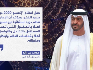 تصريح ولي عهد أبو ظبي بمناسبة افتتاح "اكسبو  2020 دبي"