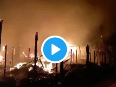 بالفيديو|| حريق يلتهم مخيماً للاجئين السوريين قرب بريتال بلبنان ويخلف حالات إغماء