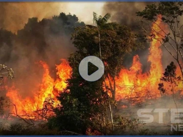 بالفيديو|| مشاهد مرعبة بتصوير جوي لحجم الحرائق في سوريا واقترابها من قطع عسكرية