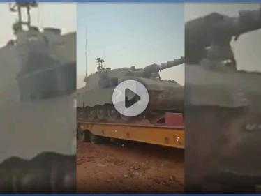 بالفيديو|| انقلاب دبابة إسرائيلية "ميركافا" رأساً على عقب في غور الأردن