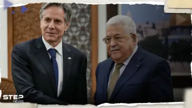 بلينكن يلتقي عباس في رام الله.. ومحتجون غاضبون يحرقون صورة وزير الخارجية الأمريكي
