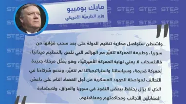 بومبيو من مؤتمر التحالف الدولي المنعقد في واشنطن: الانسحاب من سوريا لا يعني نهاية المعركة ضد داعش