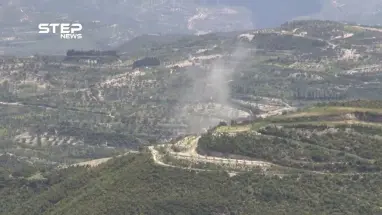 شاهد قصف مدفعي على بكسريا غرب إدلب من نقاط قوات النظام بريف اللاذقية