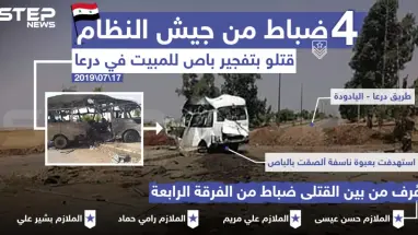 مقتل عدد من ضباط قوات النظام بتفجير باص مبيت في درعا