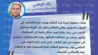 قيادي سابق بالمعارضة في درعا: النظام يصعد من استفزازه لأهالي درعا، ومن الممكن أن يرد الشعب.