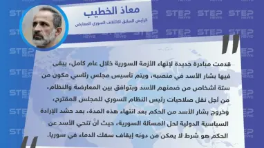 الرئيس السابق للائتلاف السوري المعارض يقترح مبادرة لحل الأزمة السورية تتضمن بقاء الأسد على كرسي الحكم لمدة عام