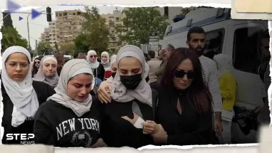 شاهد|| حزن وانهيار بنات محمد قنوع خلال تشييع جثمانه بحضور عدد من الفنانين السوريين