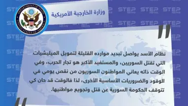 الخارجية الأمريكية: الأسد يواصل تبديد موارده القليلة على تمويل الميليشيات التي تقتل السوريين