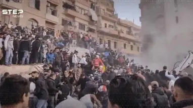 انهيار مبنى بطرابلس شمال لبنان