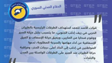 الدفاع المدني: نظام الأسد يتقصّد استهداف الطرقات الرئيسية في إدلب، لقطع الطرقات وشل حركة السير
