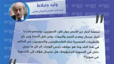 جنبلاط يُعلّق على حوادث طرد السوريين من المخيمات اللبنانية