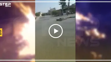 شاهد بالفيديو|| لحظات مروعة من مقتل شابٍ عشريني بالقصف الصاروخي على إدلب