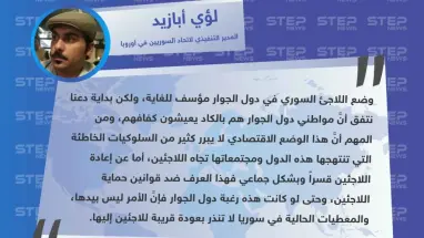 المدير التنفيذي لاتحاد السوريين في أوروبا: حتى لو كانت دول الجوار السوري ترغب بإعادة اللاجئين إلى بلادهم فالأمر ليس بيدها