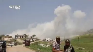 شاهد قصف عنيف يستهدف محيط النقطة التركية بمنطقة شير مغار غرب حماة وسط حالة وهلع بصفوف المدنيين