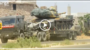 عدسة ستيب ترصد توقف الرتل التركي شمال بلدة حيش بريف إدلب الجنوبي بعد القصف الروسي الذي استهدفهم
