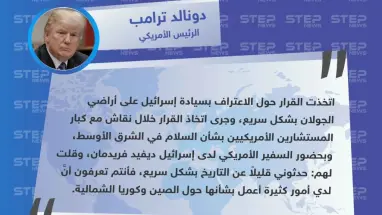 الرئيس الأمريكي اتخذ قرار الاعتراف بسيادة إسرائيل على الجولان بعد تلقي درس سريع في التاريخ