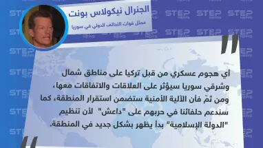 ممثل التحالف الدولي في سوريا: مستمرون في دعم حلفائنا في حربهم على "داعش" وأي هجوم عسكري تركي سيؤثر على علاقاتنا