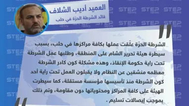 قائد الشرطة الحرة في حلب لـ "ستيب": علّقنا عملنا بكافة المراكز لأنّنا شرطة مستقلة ولا نقبل بتبعية تحرير الشام