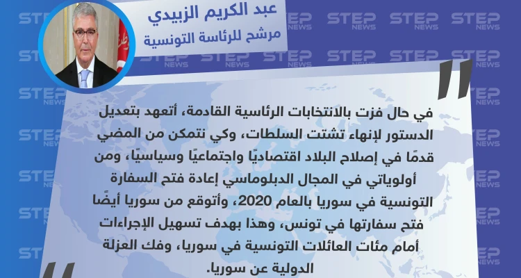 وزير الدفاع التونسي يتوعد بإعادة العلاقات مع النظام السوري في حال فوزه بالانتخابات