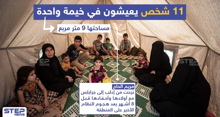 11 شخص يعيشون في خيمة واحدة مساحتها 9 متر مربع بجرابلس في ريف حلب