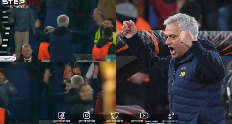 شاهد|| مورينيو يشعل الأجواء في الأولمبيكو بعد تأهل روما للدور القادم