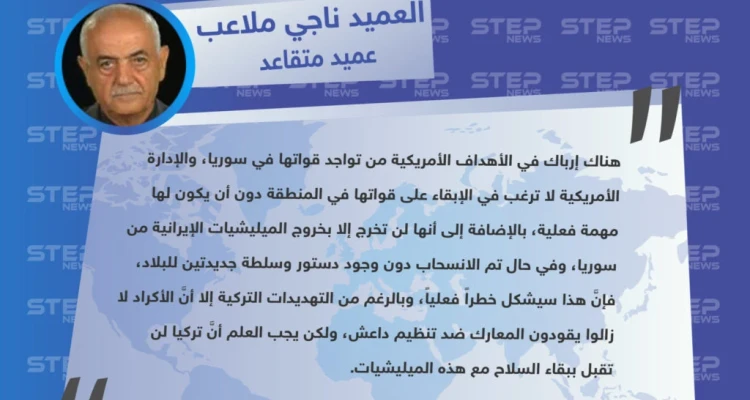 متداول|| خبير عسكري: هناك إرباك في الأهداف الأمريكية من تواجد قواتها في سوريا، وتركيا لن تقبل ببقاء السلاح مع ميليشيا "قسد" .