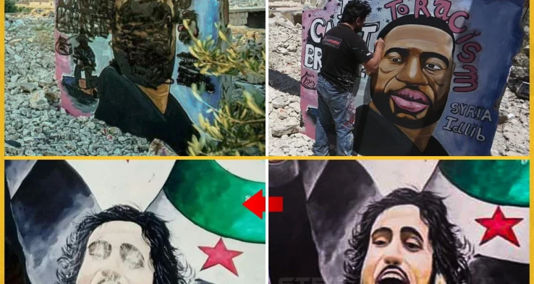 تشويه لوحات جدارية لجورج فلويد و الساروت في إدلب