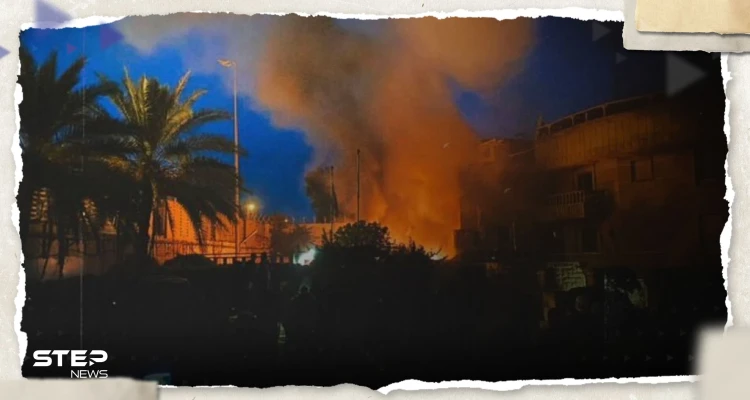 شاهد|| النيران تلتهم مبنى السفارة السويدية في بغداد رداً على حرق القرآن
