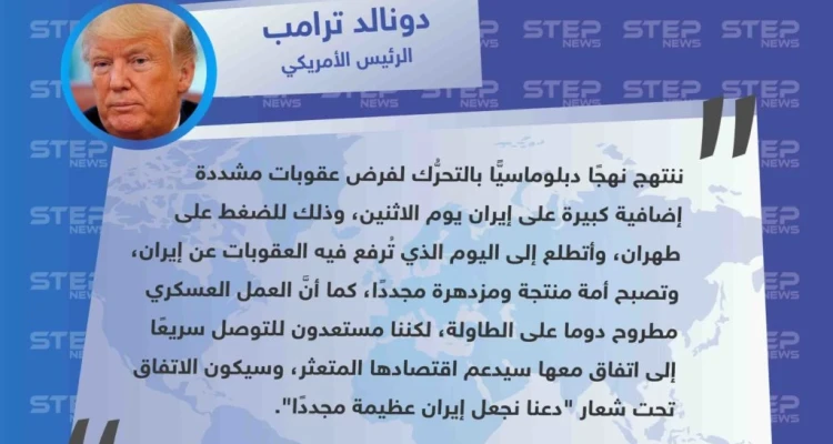 ترامب: سنفرض عقوبات مشددة إضافية على إيران يوم الاثنين
