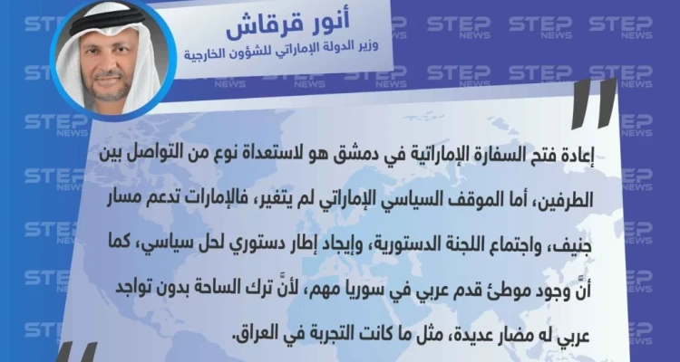 وزير الدولة للشؤون الخارجية الإماراتي: الموقف السياسي الإماراتي لم يتغير، والإمارات تدعم مسار جنيف، واجتماع اللجنة الدستورية
