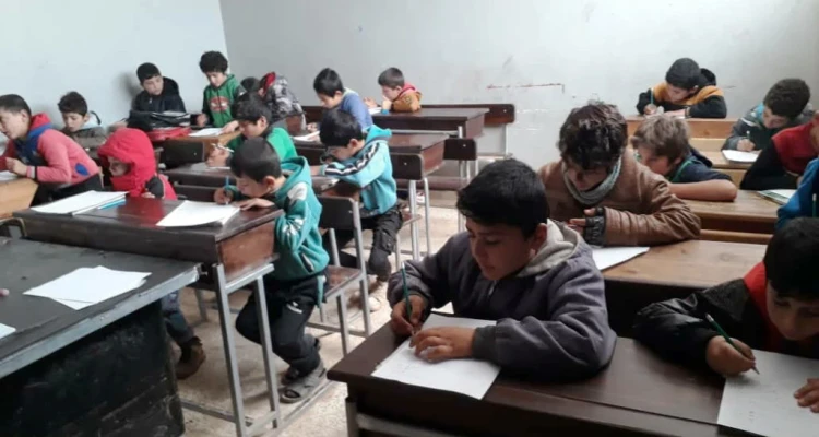 كاميرا ستيب ترصد بدء امتحانات المرحلة الانتقالية للفصل الأول في مدارس سراقب بريف إدلب