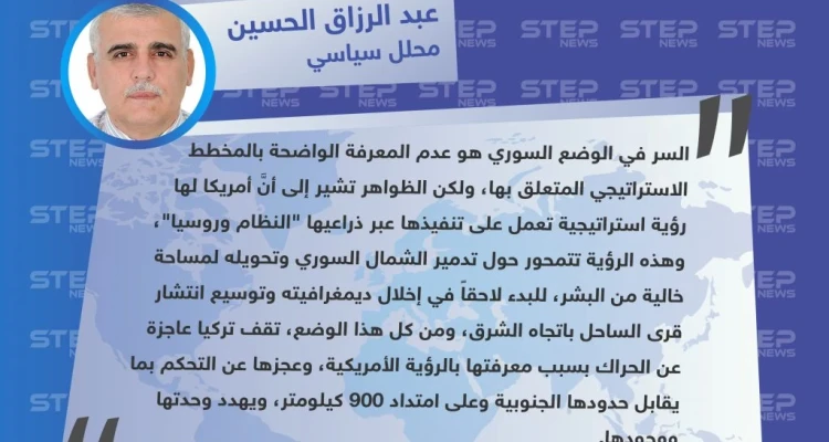 محلل سياسي: لأمريكا رؤية استراتيجية تنفذها بالشمال السوري عبر النظام وروسيا.. وهذه تفاصيلها