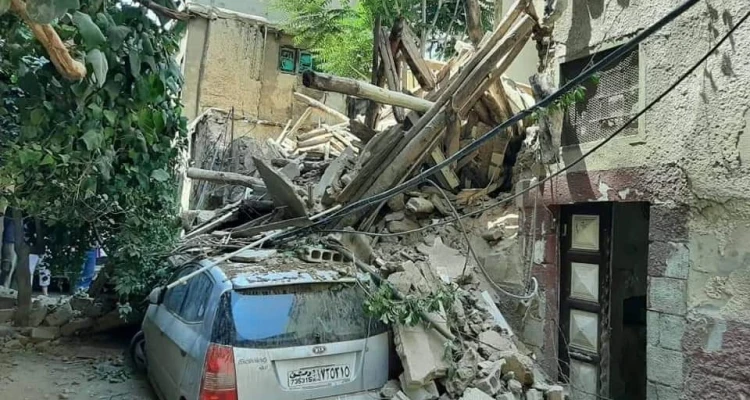 شاهد بالصور: إنهيار منزل دمشقي في منطقة باب مصلى بالعاصمة دمشق