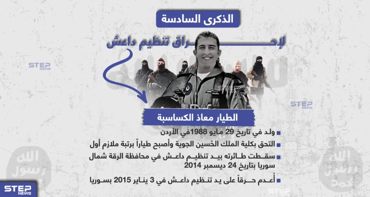الذكرى السادسة لإحراق تنظيم داعش الطيار معاذ الكساسبة