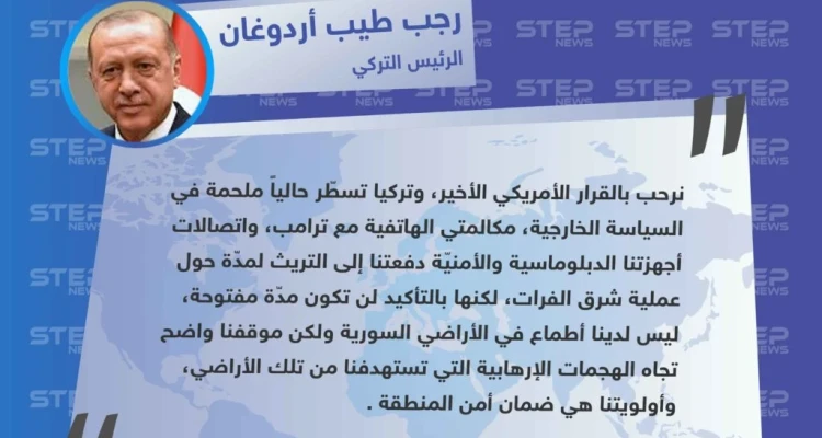 أول تعليق لـ الحكومة التركية على لسان الرئيس التركي "رجب طيّب أردوغان" حول الانسحاب الأمريكي من مناطق شمال شرق سوريا