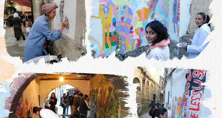 حكومة نظام الأسد تعطي الأذن بالرسم بشكل عشوائي على جدران مدينة دمشق القديمة