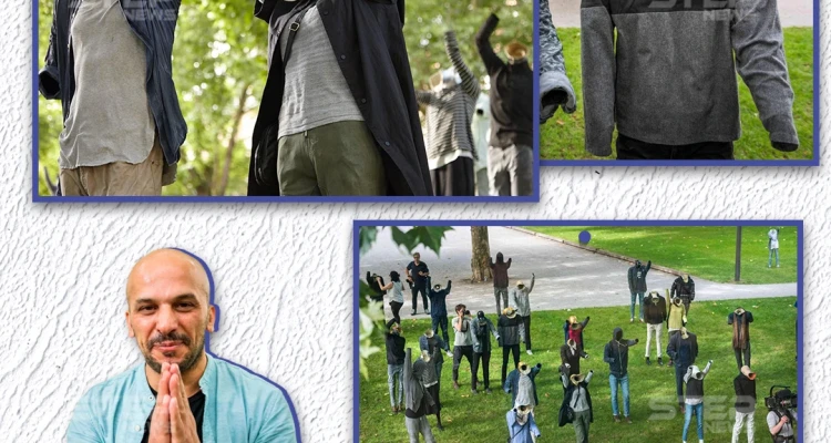 مظاهرة صامتة لفنان سوري خارج محكمة ألمانية تنظر في جرائم أنور رسلان