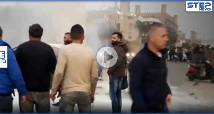 بالفيديو|| سائق أجرة لبناني يقدم على قطع طريق المطار ويحرق نفسه ومركبته