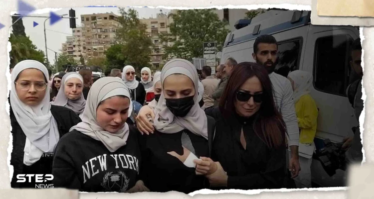 شاهد|| حزن وانهيار بنات محمد قنوع خلال تشييع جثمانه بحضور عدد من الفنانين السوريين