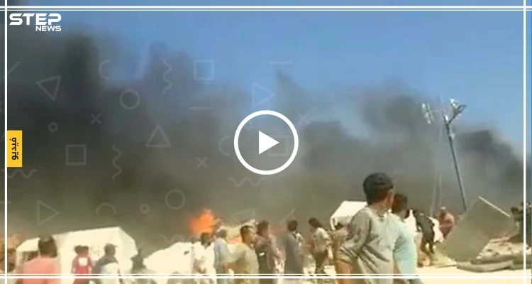 شاهد بالفيديو || اندلاع حريق ضخم في مخيم "البل" شمال حلب يوقع جرحى