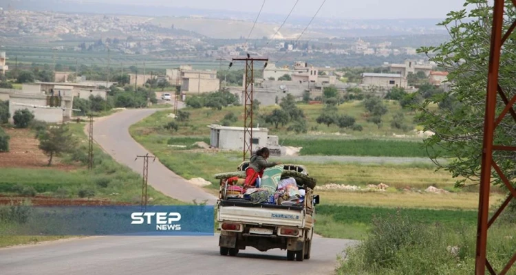 نزوح الأهالي من بلدتي كفرنبودة والهبيط باتجاه ريف إدلب الجنوبي بسبب التصعيد الذي تشهده المنطقة