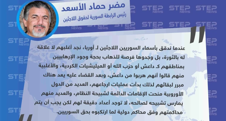 رئيس رابطة حقوق اللاجئين: "معظم من لجأوا إلى أوروبا لا علاقة لهم بالثورة، وشبيحة النظام يمارسون عملهم لصالحه".: أخبار