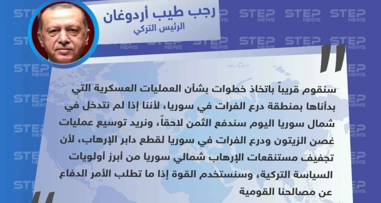 أردوغان يرد على واشنطن : سنستخدم القوة دفاعاً عن مصالحنا القومية في سوريا