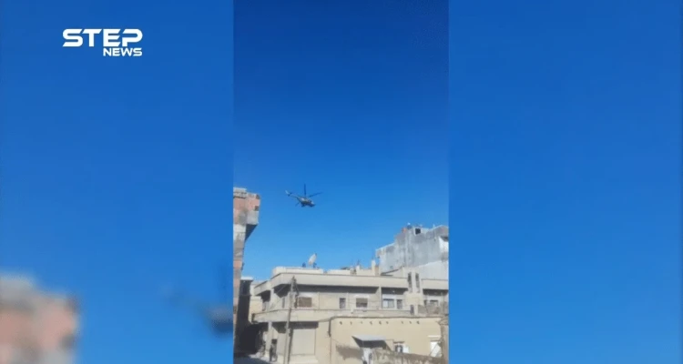 طيران مروحي روسي وتركي يحلق على علو منخفض في بلدة الدرباسية الحدودية مع تركيا بريف الحسكة والخاضعة لسيطرة ميليشيا قسد