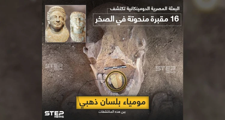 مومياء بلسان ذهبي اكتشفتها البعثة المصرية الدومينكانية - أخبار - وكالة ستيب نيوز