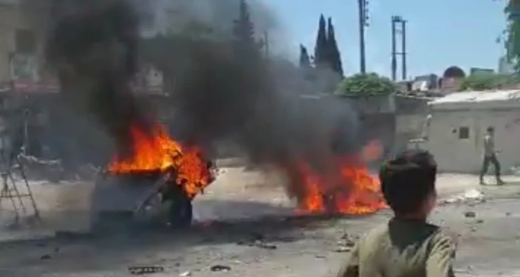 بالفيديو|| انفجار سيارة مفخخة في بلدة كفرجنة بريف عفرين يوقع ضحايا مدنيين