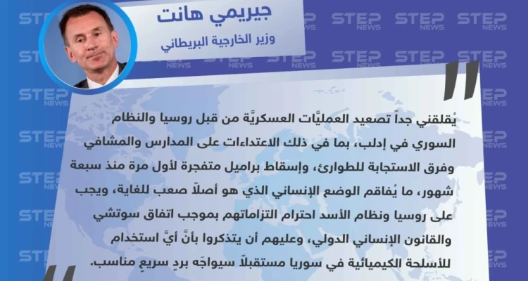 بريطانيا تُدين العنف الدائر في إدلب وتُحذر من استخدام الكيماوي