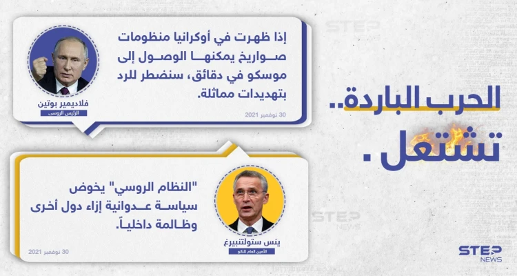 حرب باردة تشتعل.. بين روسيا والناتو، عبر تصريحات الرئيس الروسي (فلادمير بوتين)، وأمين عام حلف الناتو (ينس ستولتنبيرغ)