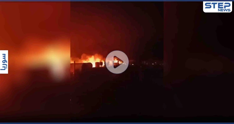 بالفيديو|| طيران مجهول يستهدف مواقع نفطية في بلدة ترحين شمال حلب
