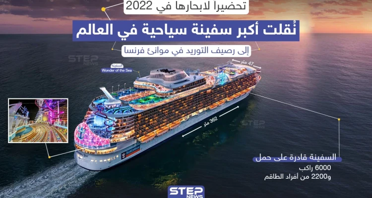 أكبر سفينة سياحية بالعالم تتجهز للإبحار في 2022